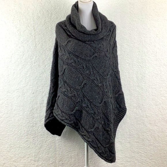 Jigsaw Roll Neck Cable Knit Poncho - Picture 2 of 10